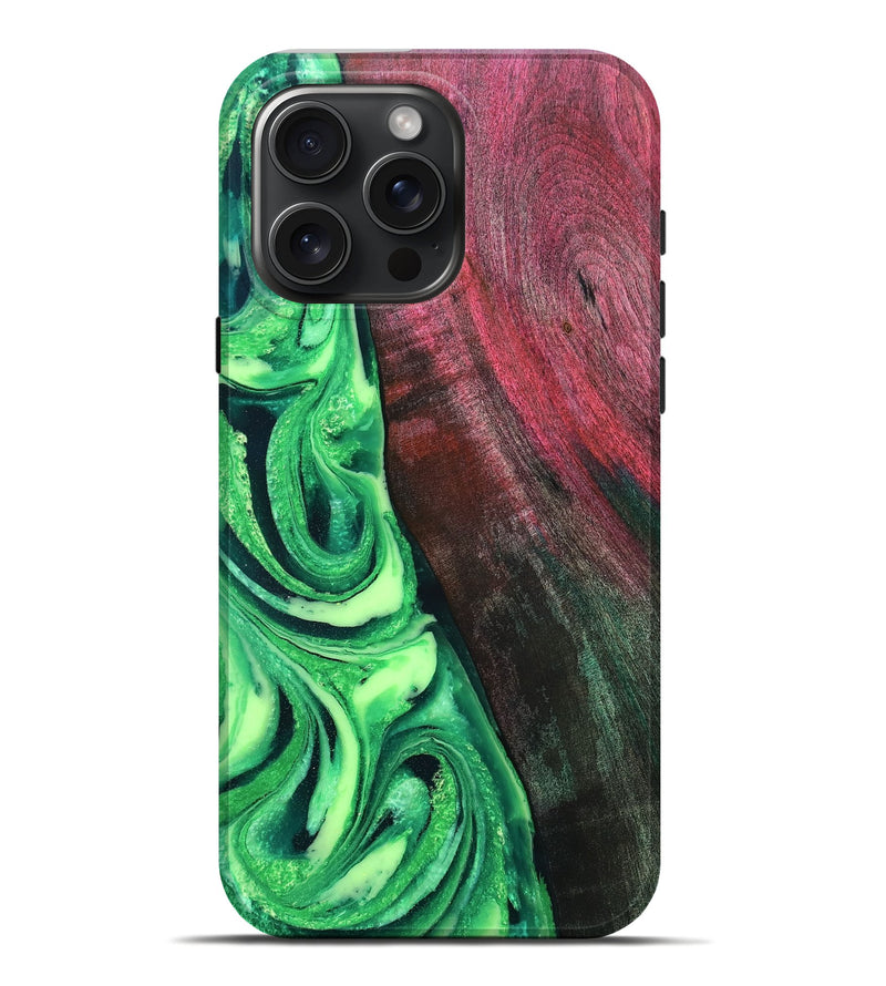 iPhone 16 Pro Max Wood Live Edge Phone Case - Dorla (Green, 819995)