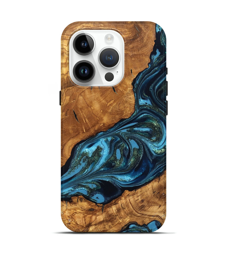 iPhone 15 Pro Wood Live Edge Phone Case - Giovani (Ancient Olive, 819997)