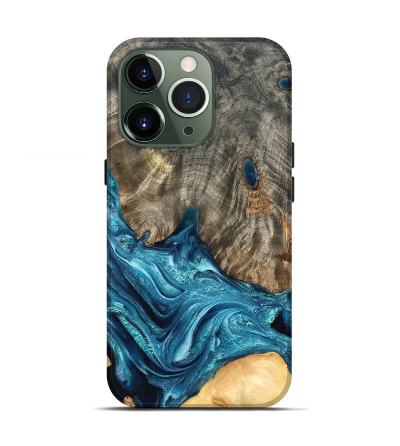 iPhone 13 Pro Wood Live Edge Phone Case - Tera (Blue, 819998)