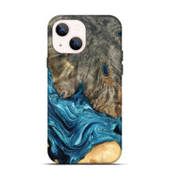 iPhone 14 Wood Live Edge Phone Case - Tera (Blue, 819998)
