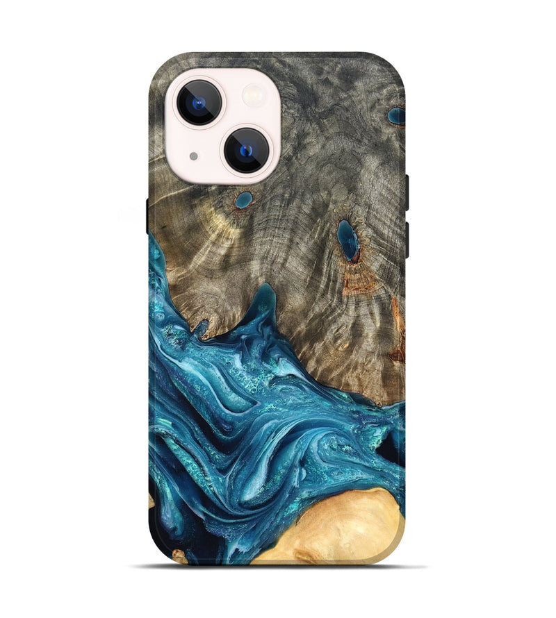 iPhone 14 Wood Live Edge Phone Case - Tera (Blue, 819998)