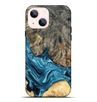 iPhone 14 Plus Wood Live Edge Phone Case - Tera (Blue, 819998)