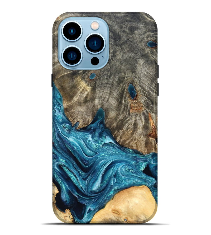 iPhone 14 Pro Max Wood Live Edge Phone Case - Tera (Blue, 819998)