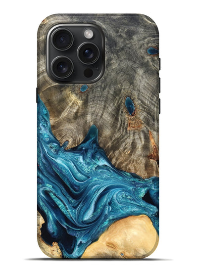 iPhone 16 Pro Max Wood Live Edge Phone Case - Tera (Blue, 819998)