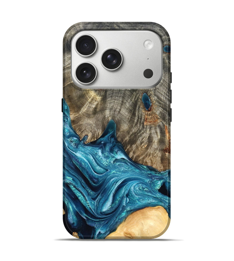iPhone 17 Pro Wood Live Edge Phone Case - Tera (Blue, 819998)