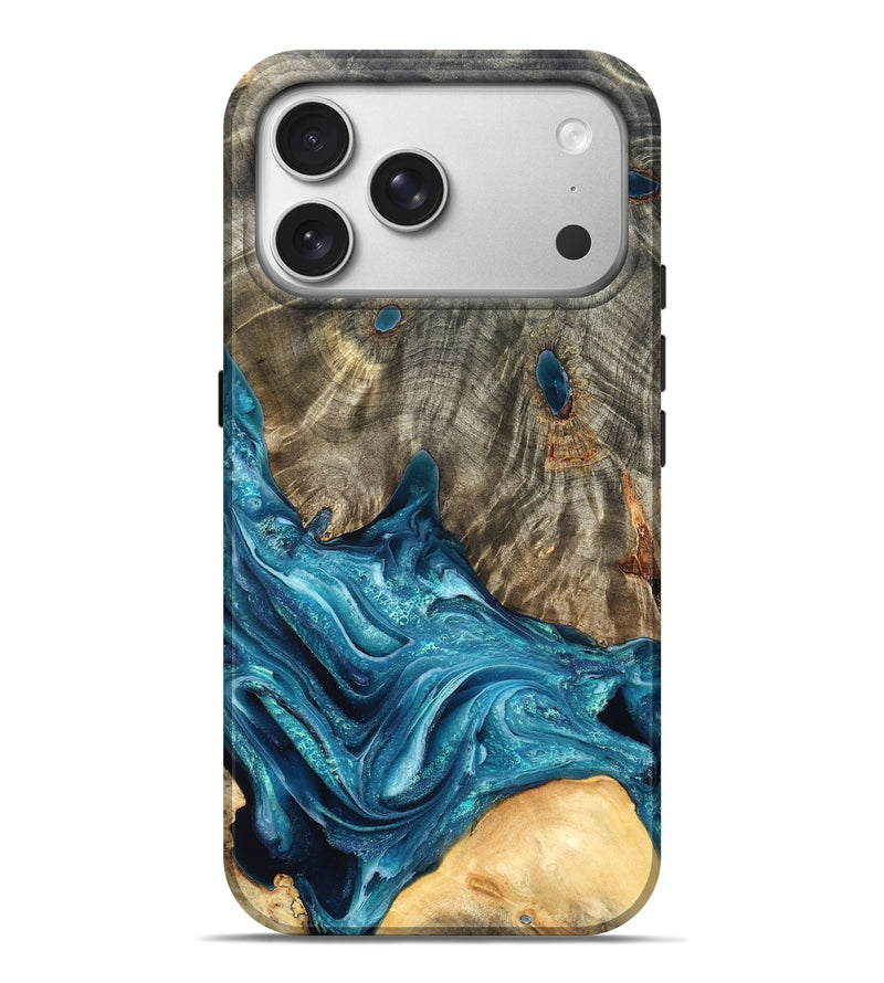 iPhone 17 Pro Max Wood Live Edge Phone Case - Tera (Blue, 819998)