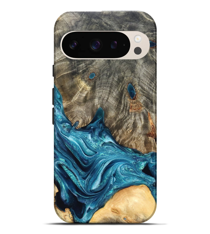 Pixel 9 Pro XL Wood Live Edge Phone Case - Tera (Blue, 819998)