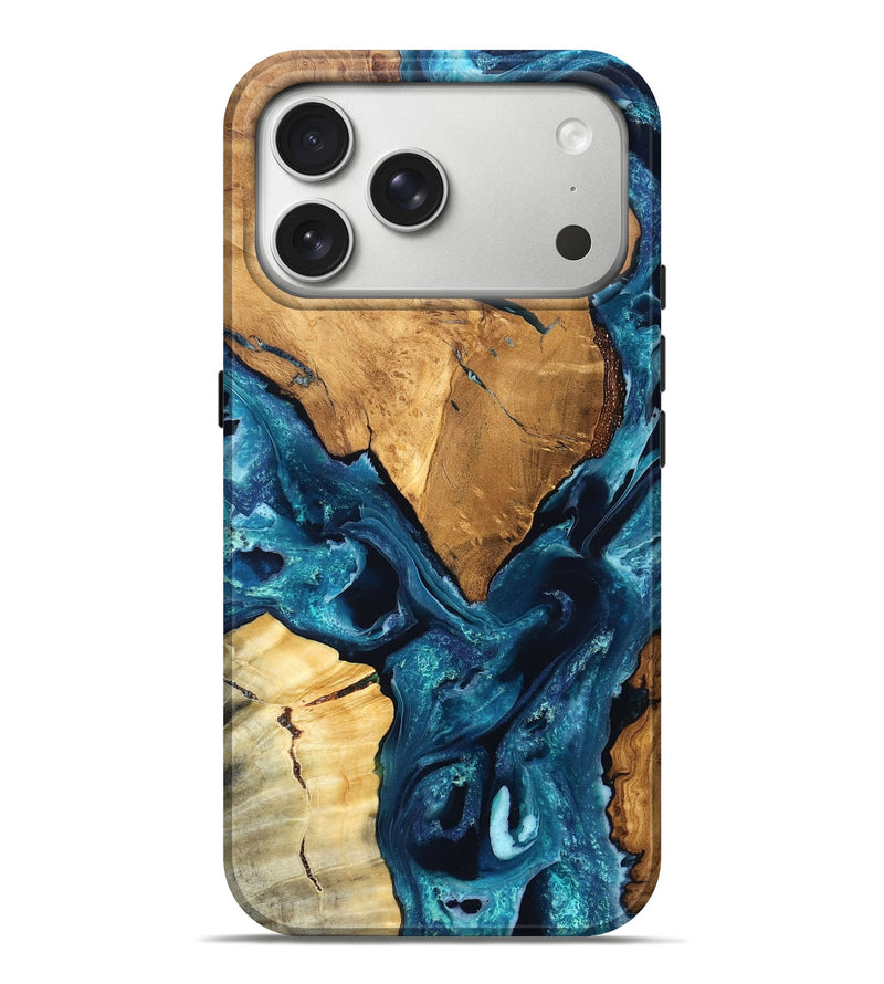 iPhone 17 Pro Max Wood Live Edge Phone Case - Irwin (Blue, 819999)