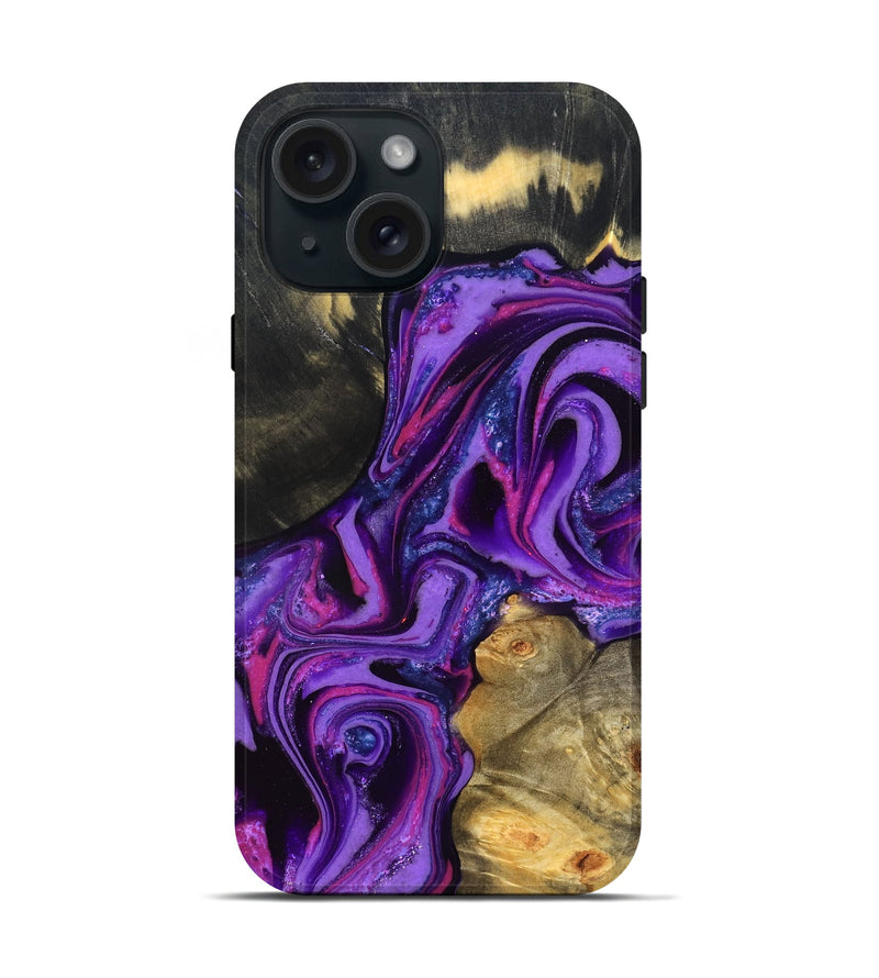 iPhone 15 Wood Live Edge Phone Case - Edmund (Purple, 820000)