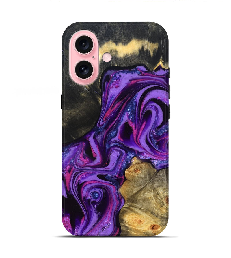 iPhone 16 Wood Live Edge Phone Case - Edmund (Purple, 820000)