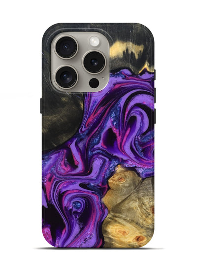 iPhone 16 Pro Wood Live Edge Phone Case - Edmund (Purple, 820000)