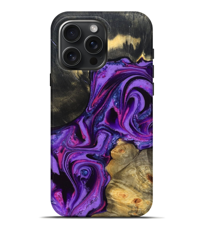 iPhone 16 Pro Max Wood Live Edge Phone Case - Edmund (Purple, 820000)