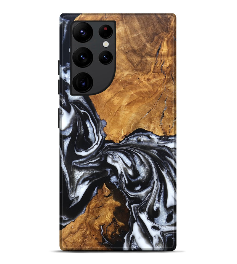 Galaxy S22 Ultra Wood Live Edge Phone Case - Jonas (Black & White, 820001)