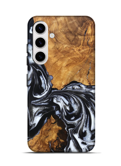 Galaxy S25 Wood Live Edge Phone Case - Jonas (Black & White, 820001)