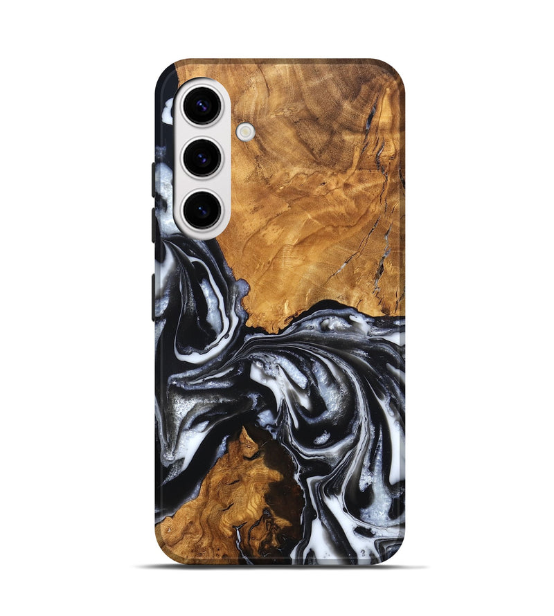 Galaxy S25 Wood Live Edge Phone Case - Jonas (Black & White, 820001)