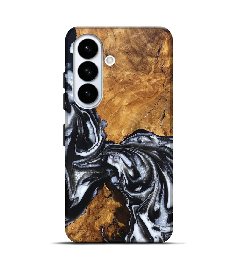 Galaxy S26 Wood Live Edge Phone Case - Jonas (Black & White, 820001)
