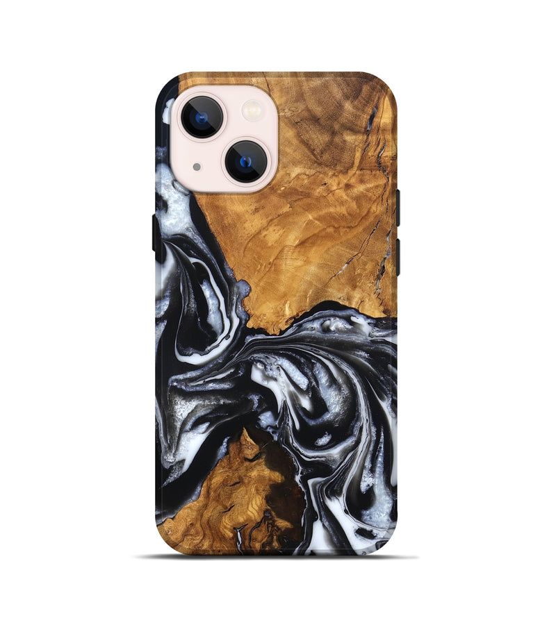 iPhone 13 mini Wood Live Edge Phone Case - Jonas (Black & White, 820001)