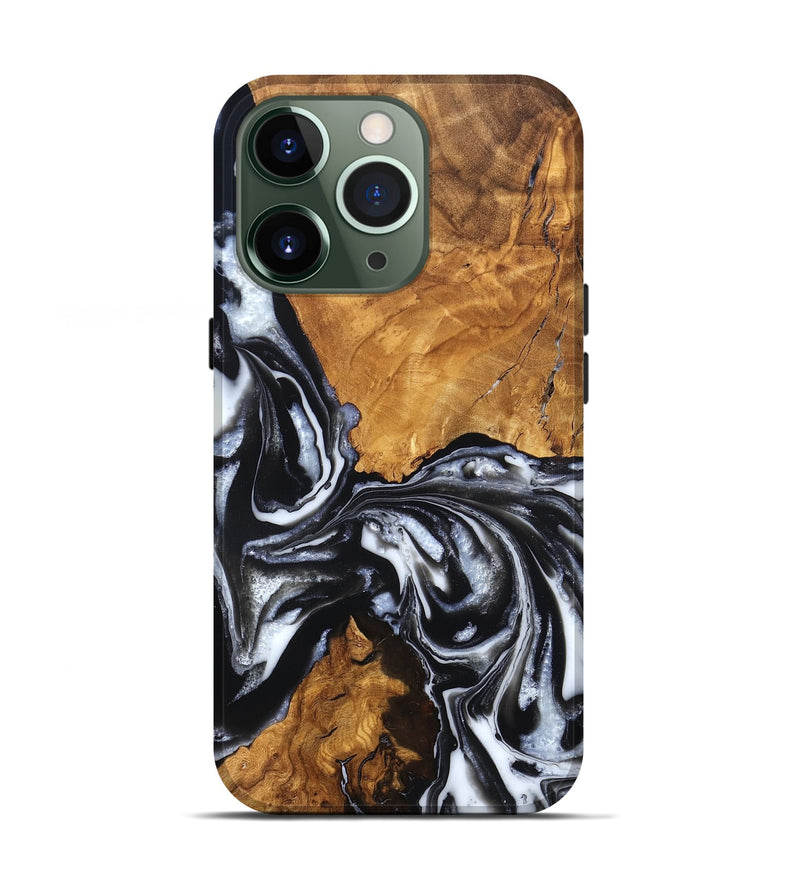 iPhone 13 Pro Wood Live Edge Phone Case - Jonas (Black & White, 820001)