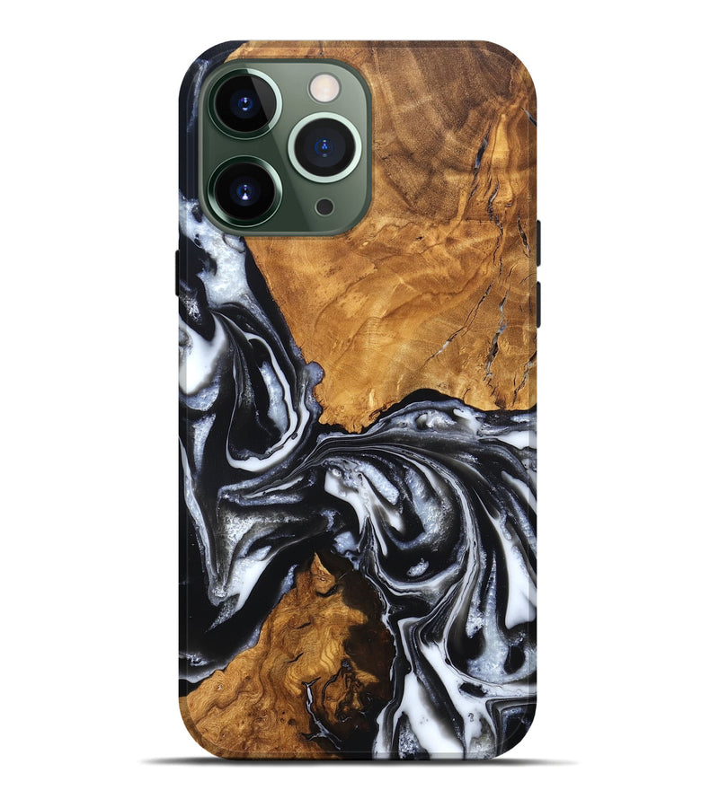 iPhone 13 Pro Max Wood Live Edge Phone Case - Jonas (Black & White, 820001)