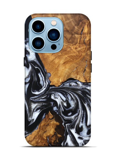 iPhone 14 Pro Wood Live Edge Phone Case - Jonas (Black & White, 820001)