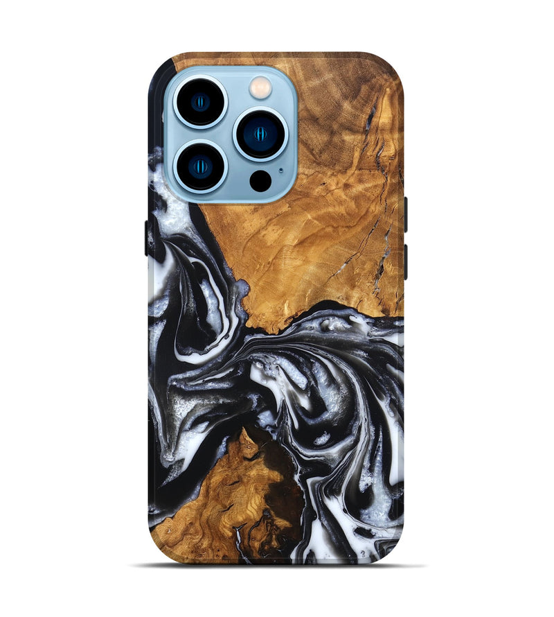 iPhone 14 Pro Wood Live Edge Phone Case - Jonas (Black & White, 820001)