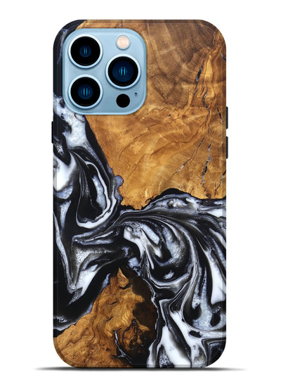 iPhone 14 Pro Max Wood Live Edge Phone Case - Jonas (Black & White, 820001)
