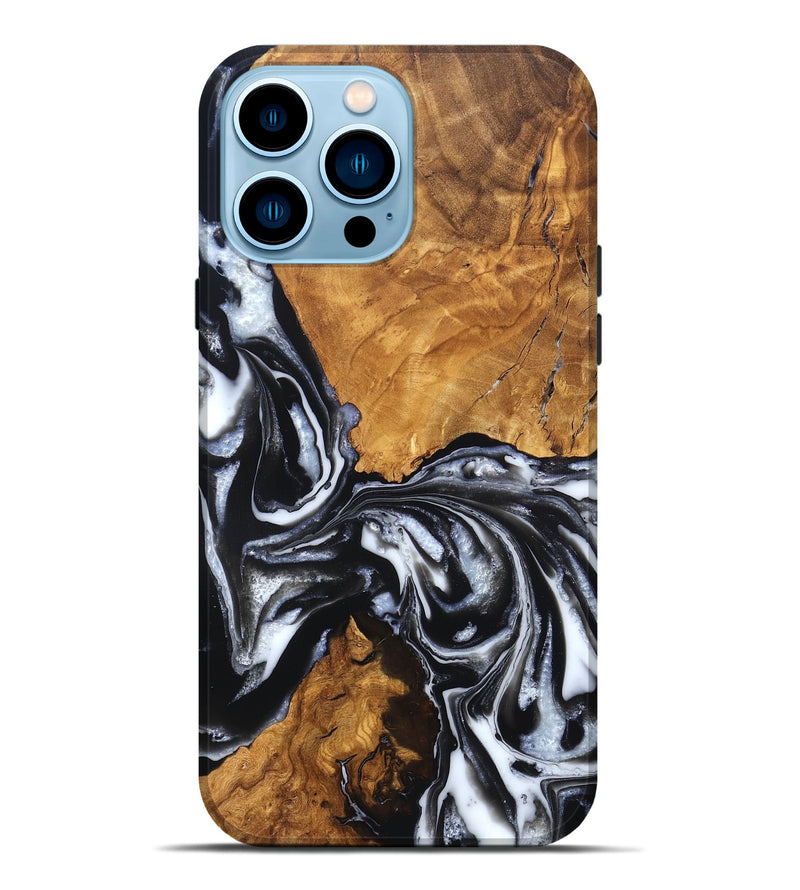 iPhone 14 Pro Max Wood Live Edge Phone Case - Jonas (Black & White, 820001)