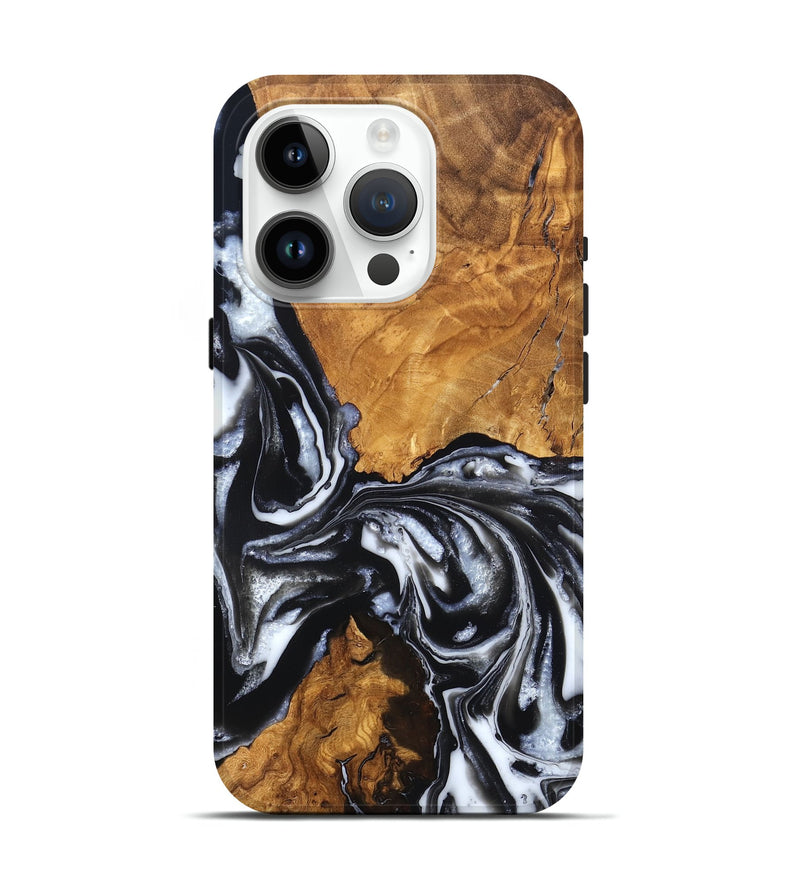 iPhone 15 Pro Wood Live Edge Phone Case - Jonas (Black & White, 820001)