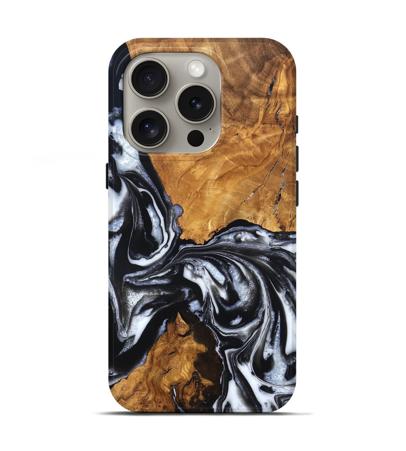 iPhone 16 Pro Wood Live Edge Phone Case - Jonas (Black & White, 820001)