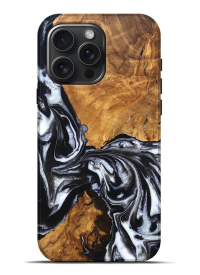 iPhone 16 Pro Max Wood Live Edge Phone Case - Jonas (Black & White, 820001)