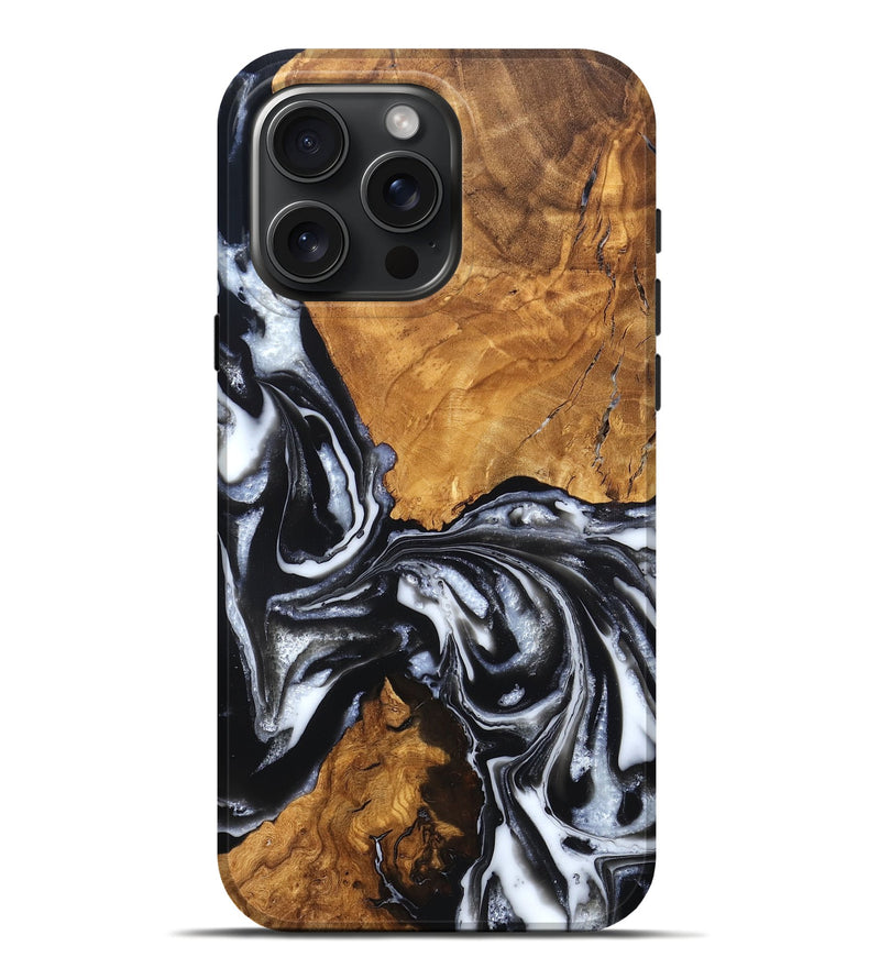iPhone 16 Pro Max Wood Live Edge Phone Case - Jonas (Black & White, 820001)
