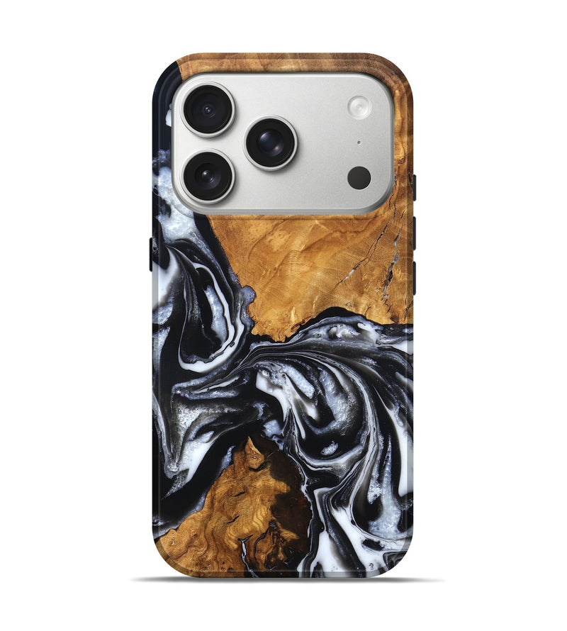 iPhone 17 Pro Wood Live Edge Phone Case - Jonas (Black & White, 820001)