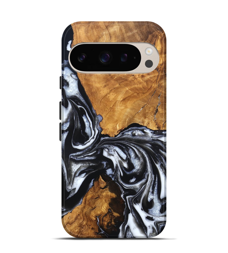 Pixel 9 Pro Wood Live Edge Phone Case - Jonas (Black & White, 820001)