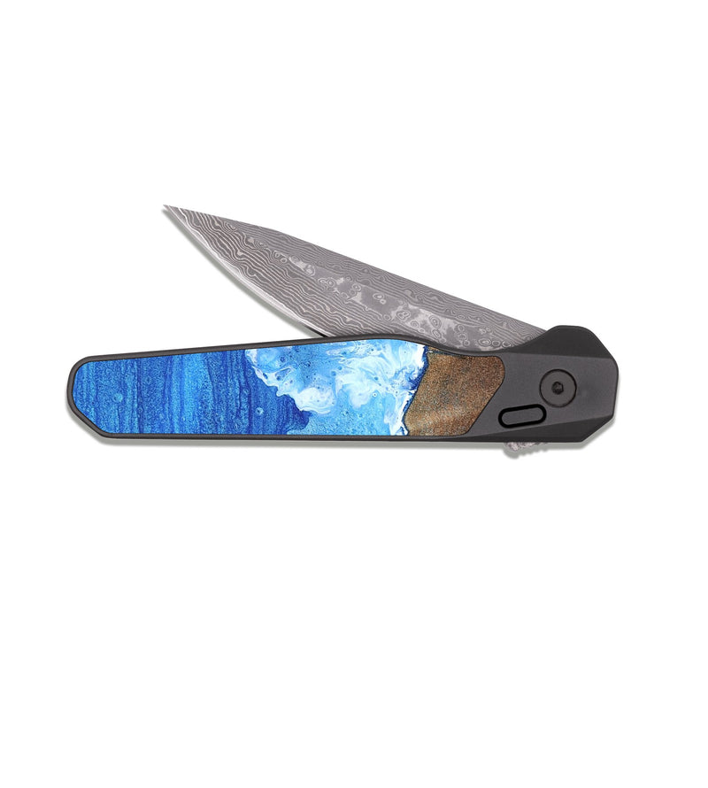 EDC Dark Damascus Wood Pocket Knife - Joziah (Coastal, 820006)