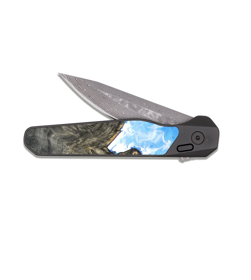 EDC Dark Damascus Wood Pocket Knife - Rolland (Coastal, 820010)