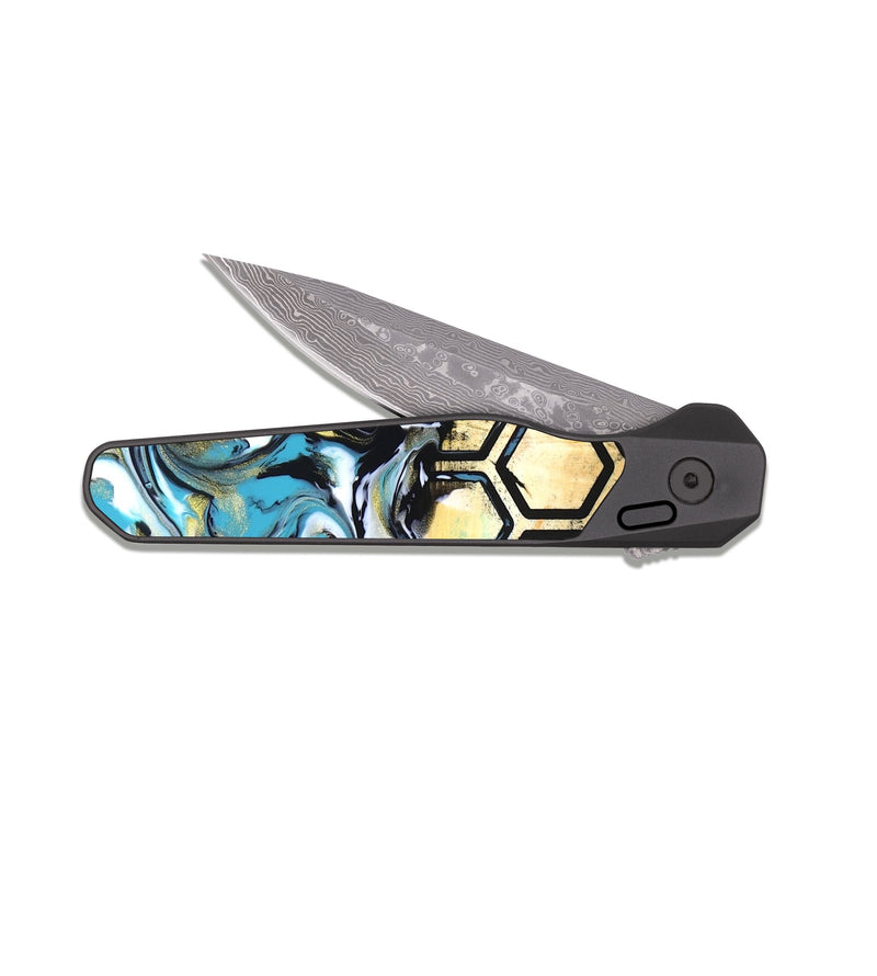 EDC Dark Damascus Wood Pocket Knife - Hoover (Pattern, 820015)