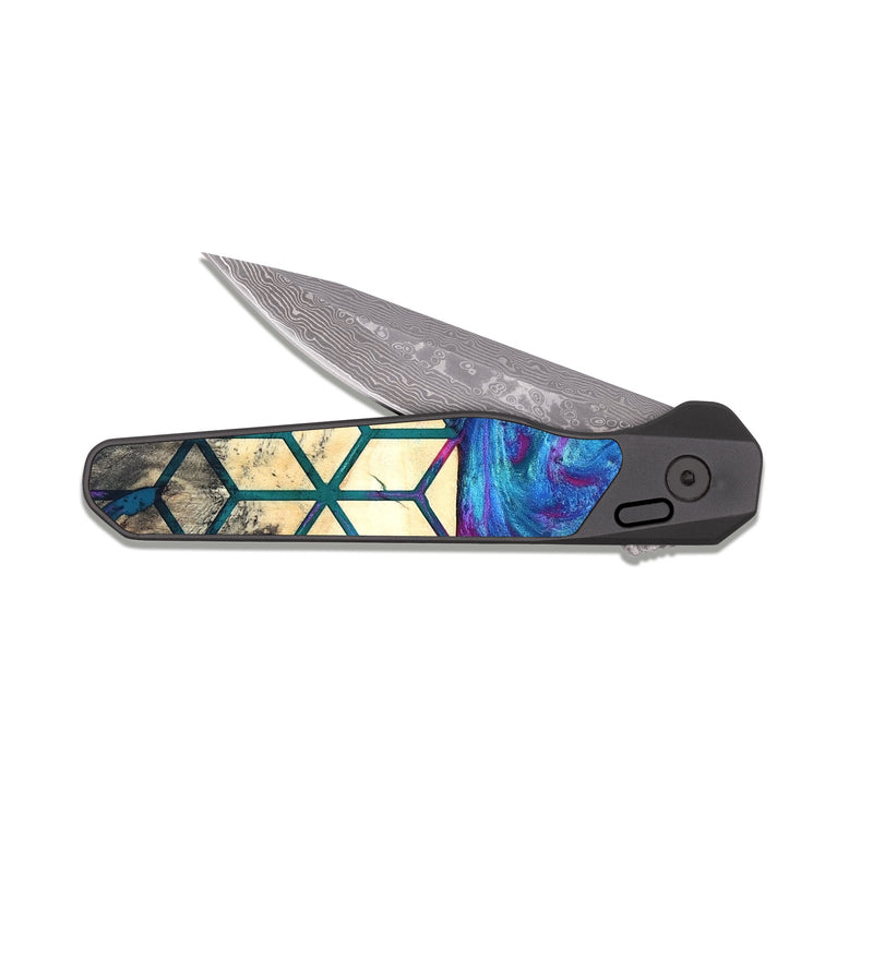 EDC Dark Damascus Wood Pocket Knife - Sharen (Pattern, 820019)