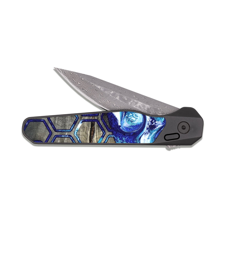 EDC Dark Damascus Wood Pocket Knife - Minna (Pattern, 820021)
