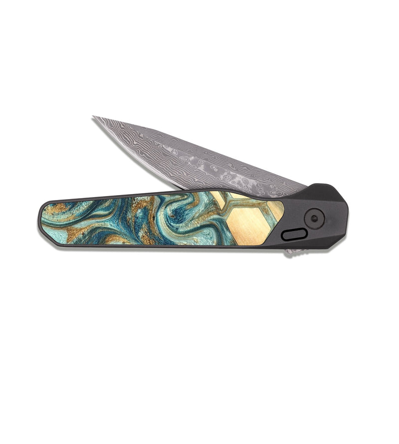 EDC Dark Damascus Wood Pocket Knife - Margret (Pattern, 820022)