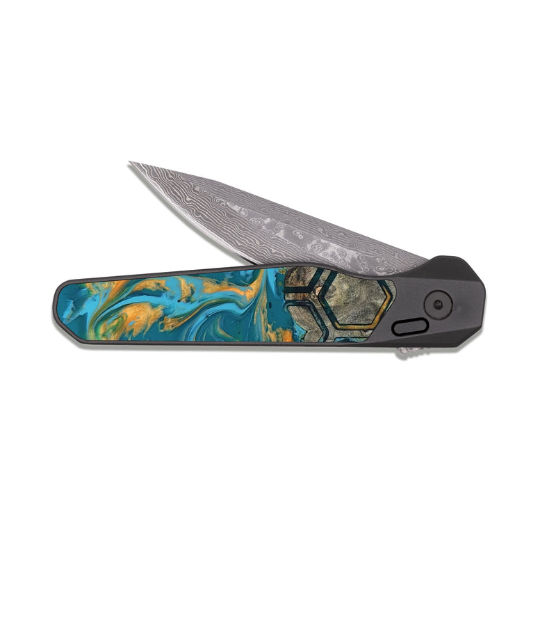 EDC Dark Damascus Wood Pocket Knife - Analia (Pattern, 820023)