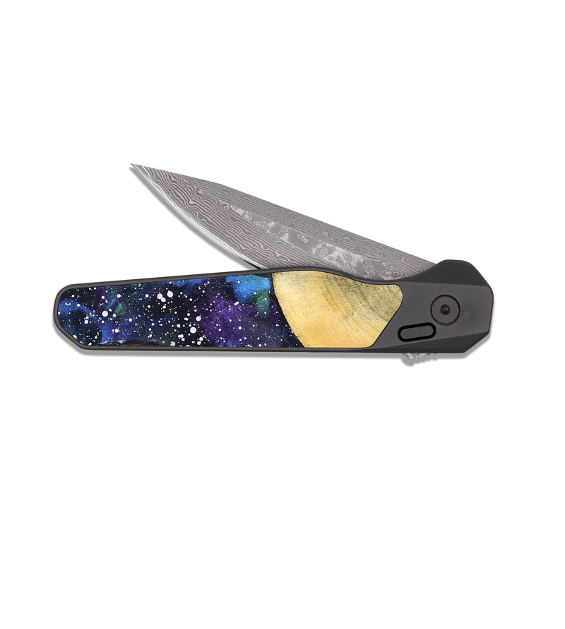 EDC Dark Damascus Wood Pocket Knife - Landen (Cosmos, 820026)
