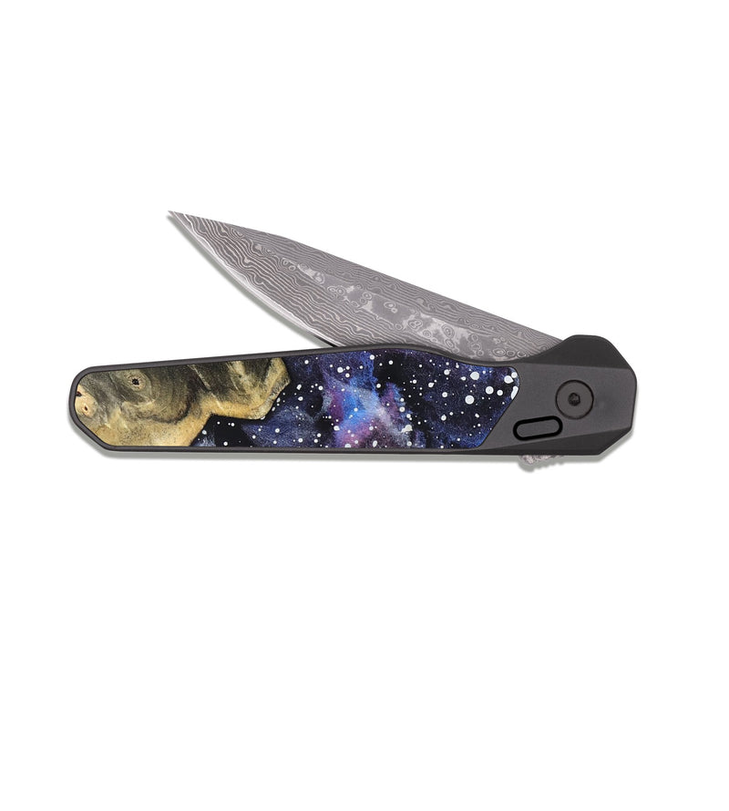 EDC Dark Damascus Wood Pocket Knife - Lailah (Cosmos, 820029)