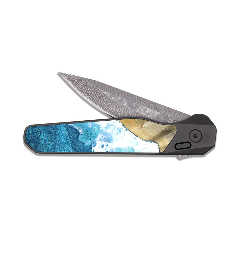 EDC Dark Damascus Wood Pocket Knife - Elinor (Coastal, 820034)