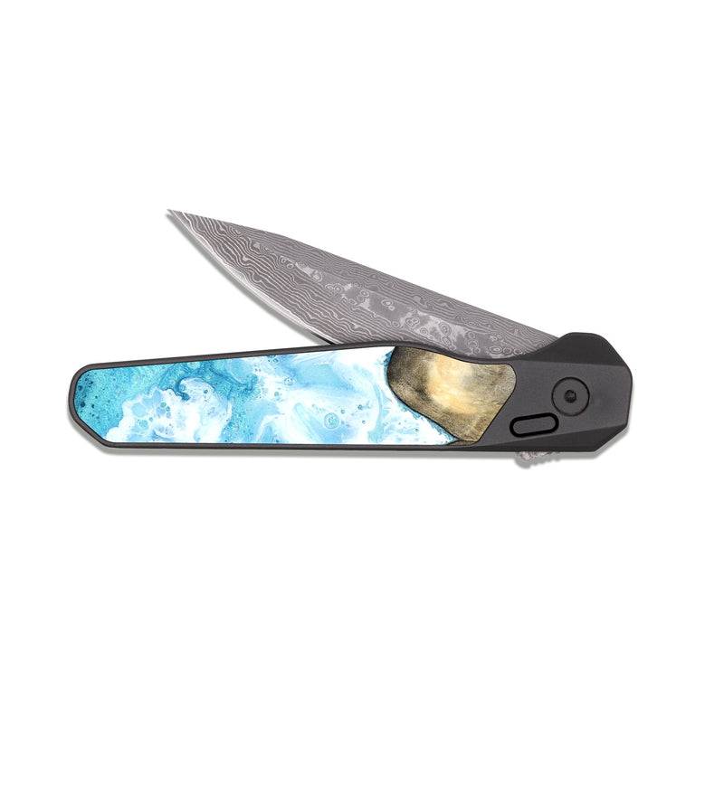 EDC Dark Damascus Wood Pocket Knife - Mylo (Coastal, 820038)