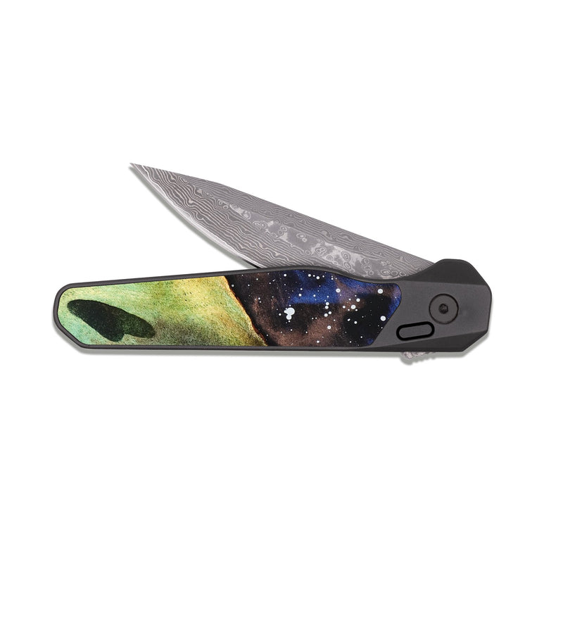 EDC Dark Damascus Wood Pocket Knife - Kaliyah (Cosmos, 820050)