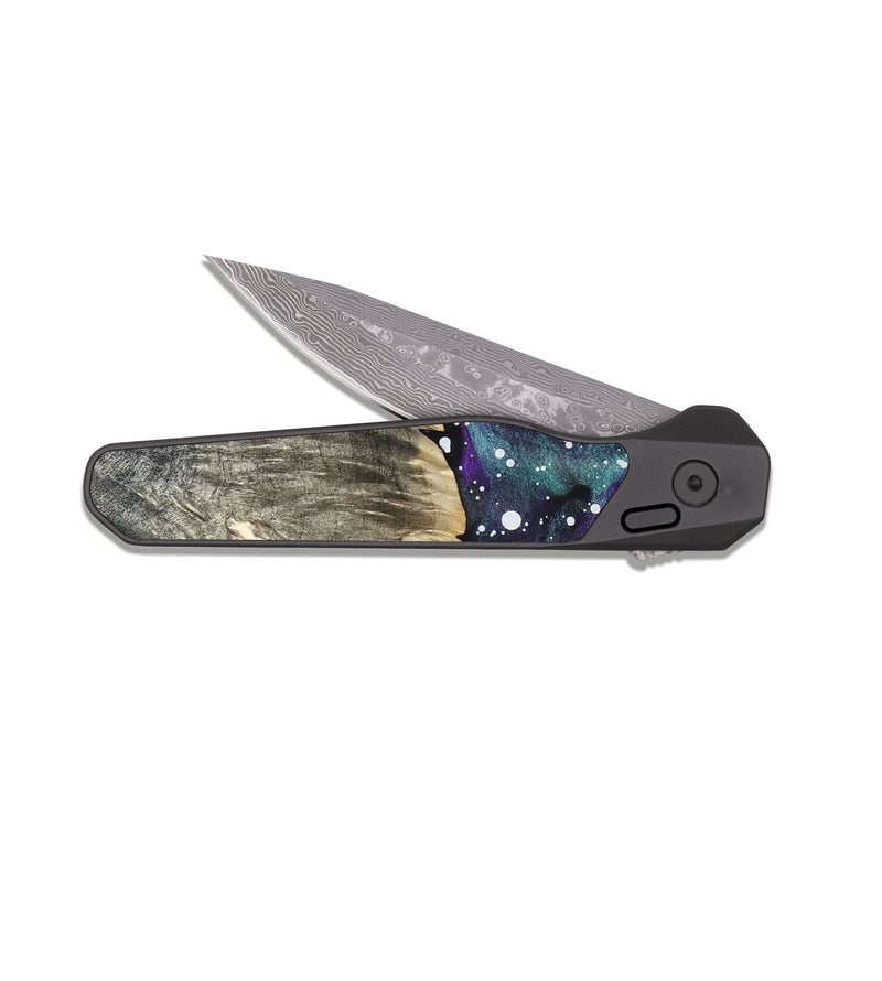 EDC Dark Damascus Wood Pocket Knife - Samuel (Cosmos, 820051)