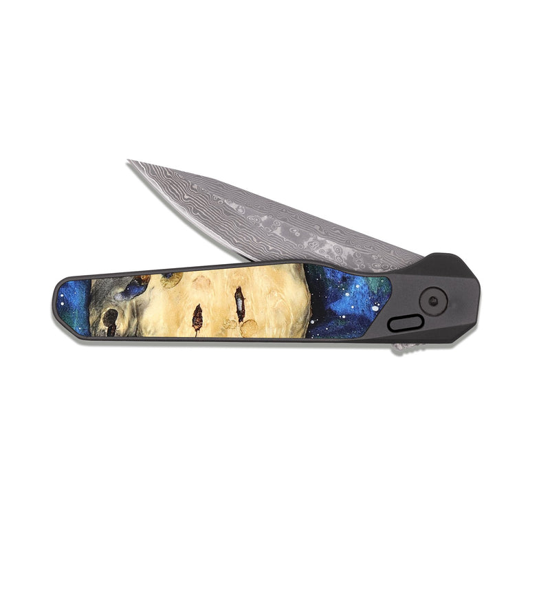 EDC Dark Damascus Wood Pocket Knife - Elouise (Cosmos, 820053)