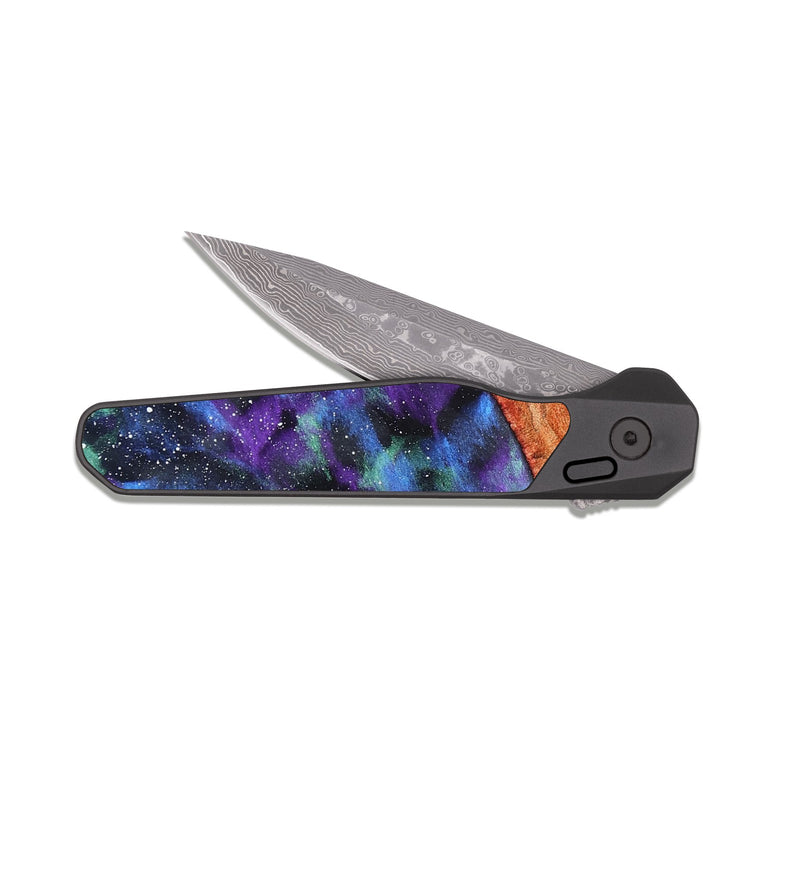 EDC Dark Damascus Wood Pocket Knife - Tiana (Cosmos, 820066)
