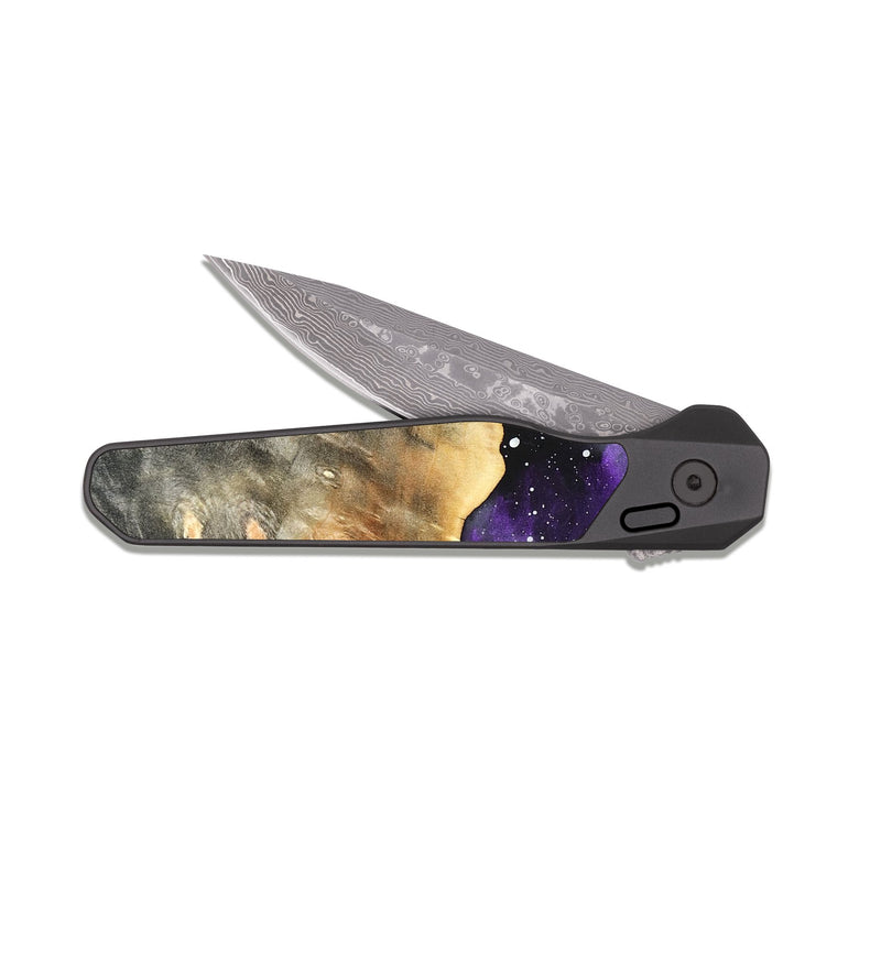 EDC Dark Damascus Wood Pocket Knife - Loy (Cosmos, 820071)