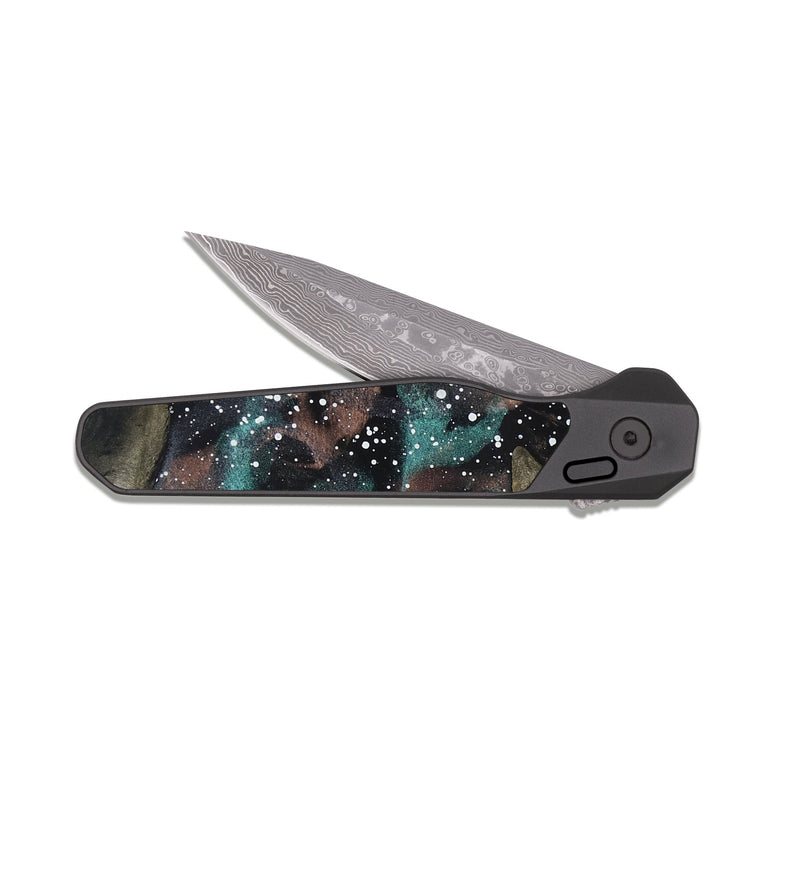 EDC Dark Damascus Wood Pocket Knife - Cristin (Cosmos, 820080)